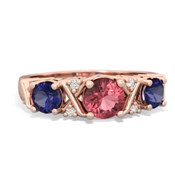 Pink Tourmaline Hugs And Kisses 14K Rose Gold ring R5016