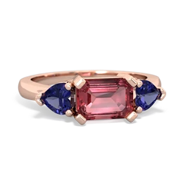 Pink Tourmaline Three Stone 14K Rose Gold ring R5235