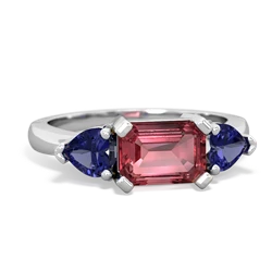 Pink Tourmaline Three Stone 14K White Gold ring R5235