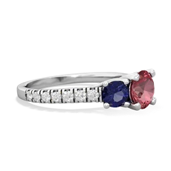 Pink Tourmaline Pave Trellis 14K White Gold ring R5500