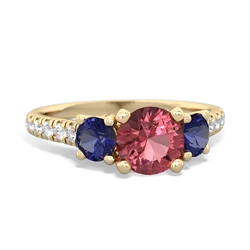 Pink Tourmaline Pave Trellis 14K Yellow Gold ring R5500