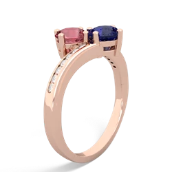 Pink Tourmaline Channel Set Two Stone 14K Rose Gold ring R5303