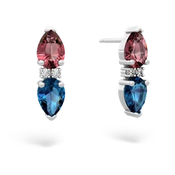 Pink Tourmaline Bowtie Drop 14K White Gold earrings E0865