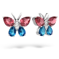 Pink Tourmaline Butterfly 14K White Gold earrings E2215