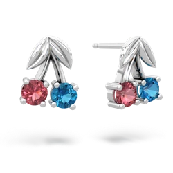 Pink Tourmaline Sweet Cherries 14K White Gold earrings E7001