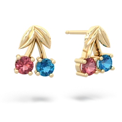 Pink Tourmaline Sweet Cherries 14K Yellow Gold earrings E7001