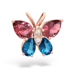 Pink Tourmaline Butterfly 14K Rose Gold pendant P2215