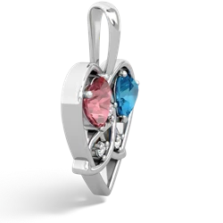 Pink Tourmaline Celtic Trinity Heart 14K White Gold pendant P5331