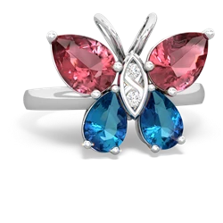 Pink Tourmaline Butterfly 14K White Gold ring R2215