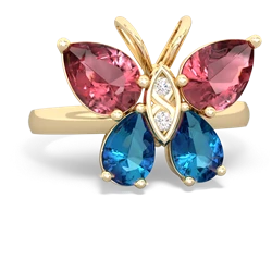 Pink Tourmaline Butterfly 14K Yellow Gold ring R2215