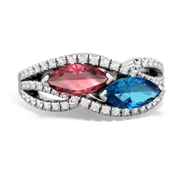 Pink Tourmaline Diamond Rivers 14K White Gold ring R3070