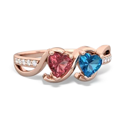 Pink Tourmaline Side By Side 14K Rose Gold ring R3090