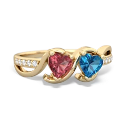 Pink Tourmaline Side By Side 14K Yellow Gold ring R3090