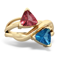 Pink Tourmaline Split Band Swirl 14K Yellow Gold ring R2341