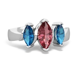 Pink Tourmaline Three Peeks 14K White Gold ring R2433