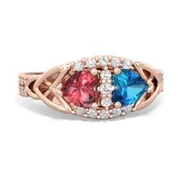 Pink Tourmaline Sparkling Celtic Knot 14K Rose Gold ring R2645