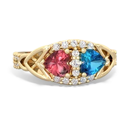 Pink Tourmaline Sparkling Celtic Knot 14K Yellow Gold ring R2645