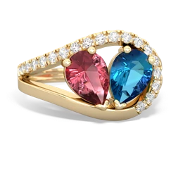 Pink Tourmaline Nestled Heart Keepsake 14K Yellow Gold ring R5650