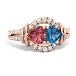 Pink Tourmaline Art-Deco Keepsake 14K Rose Gold ring R5630