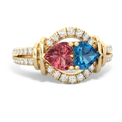 Pink Tourmaline Art-Deco Keepsake 14K Yellow Gold ring R5630