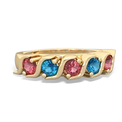 Pink Tourmaline Anniversary Band 14K Yellow Gold ring R2089