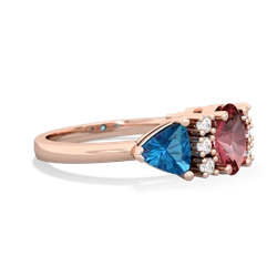 Pink Tourmaline Antique Style Three Stone 14K Rose Gold ring R2186