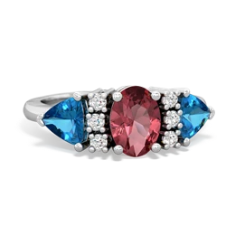 Pink Tourmaline Antique Style Three Stone 14K White Gold ring R2186