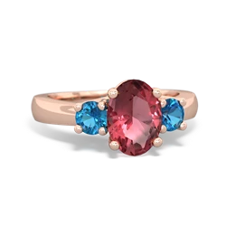 Pink Tourmaline Three Stone Oval Trellis 14K Rose Gold ring R4024