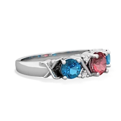 Pink Tourmaline Hugs And Kisses 14K White Gold ring R5016