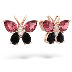 Pink Tourmaline Butterfly 14K Rose Gold earrings E2215