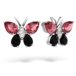 Pink Tourmaline Butterfly 14K White Gold earrings E2215