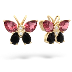 Pink Tourmaline Butterfly 14K Yellow Gold earrings E2215