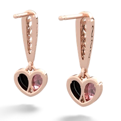 Pink Tourmaline Filligree Heart 14K Rose Gold earrings E5070