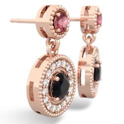 Pink Tourmaline Halo Dangle 14K Rose Gold earrings E5319