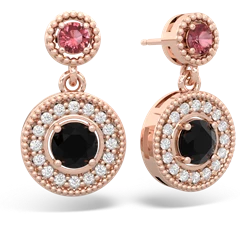 Pink Tourmaline Halo Dangle 14K Rose Gold earrings E5319