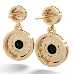 Pink Tourmaline Halo Dangle 14K Yellow Gold earrings E5319