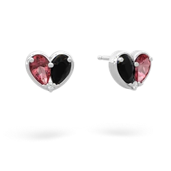 Pink Tourmaline 'Our Heart' 14K White Gold earrings E5072