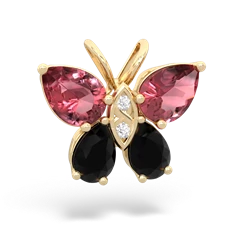 Pink Tourmaline Butterfly 14K Yellow Gold pendant P2215