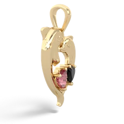 Pink Tourmaline Dolphin Heart 14K Yellow Gold pendant P5820