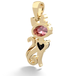 Pink Tourmaline Kitten 14K Yellow Gold pendant P5780