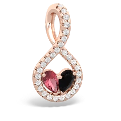 Pink Tourmaline Pave Twist 'One Heart' 14K Rose Gold pendant P5360