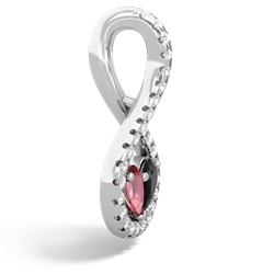 Pink Tourmaline Pave Twist 'One Heart' 14K White Gold pendant P5360