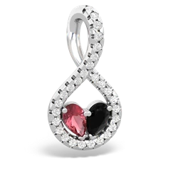 Pink Tourmaline Pave Twist 'One Heart' 14K White Gold pendant P5360