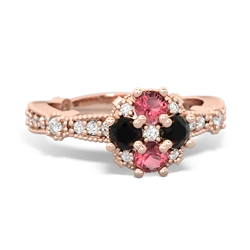 Pink Tourmaline Sparkling Tiara Cluster 14K Rose Gold ring R26293RD