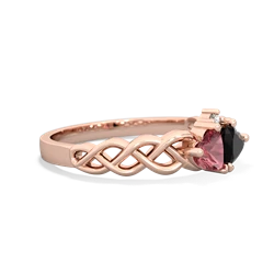 Pink Tourmaline Heart To Heart Braid 14K Rose Gold ring R5870