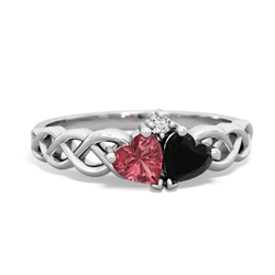 Pink Tourmaline Heart To Heart Braid 14K White Gold ring R5870