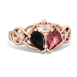 Pink Tourmaline 'One Heart' Celtic Knot Claddagh 14K Rose Gold ring R5322