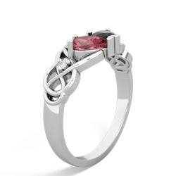 Pink Tourmaline 'One Heart' Celtic Knot Claddagh 14K White Gold ring R5322