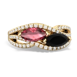 Pink Tourmaline Diamond Rivers 14K Yellow Gold ring R3070