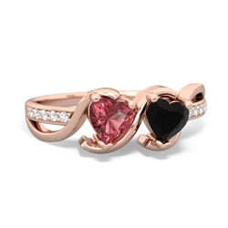 Pink Tourmaline Side By Side 14K Rose Gold ring R3090